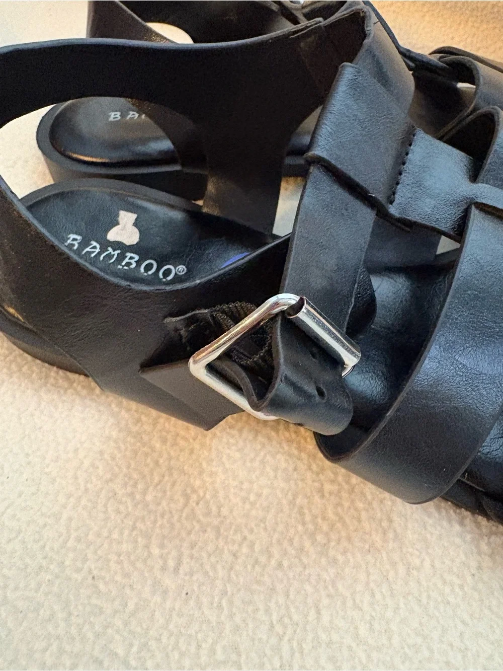 BAMBOO Kids Black Strappy Fisherman Sandals